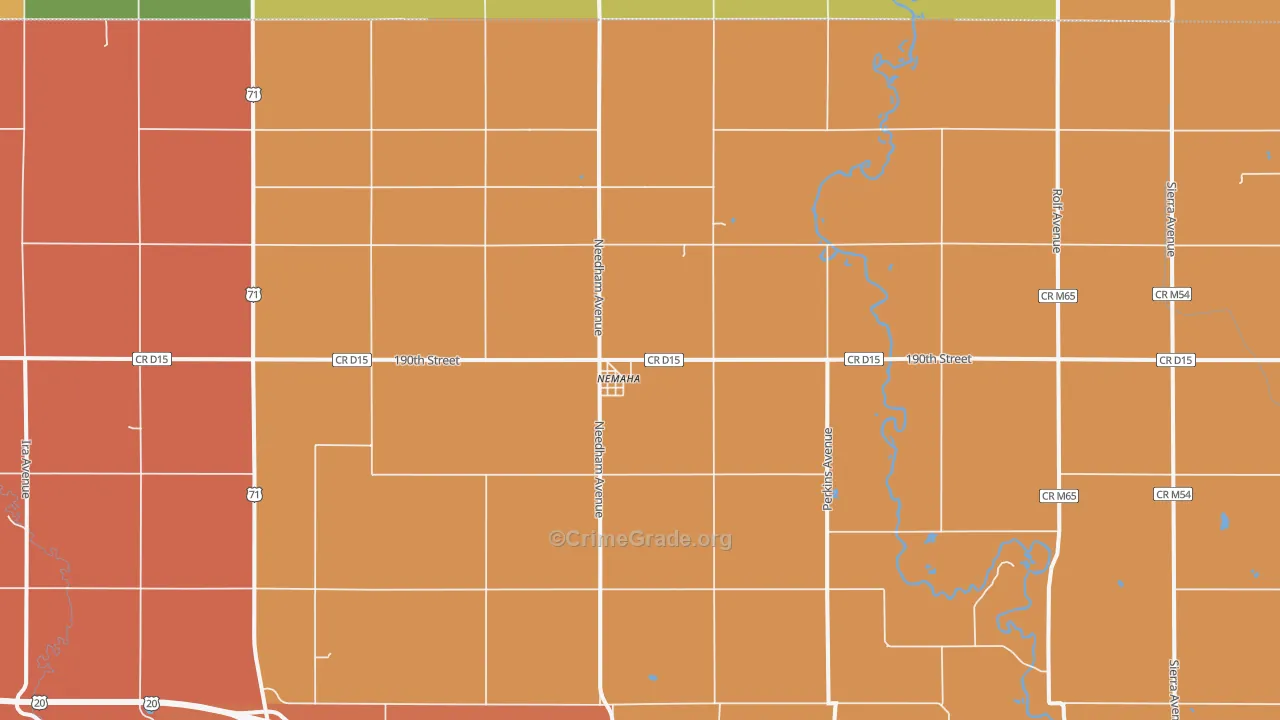 Nemaha, IA Map of Robbery Rates