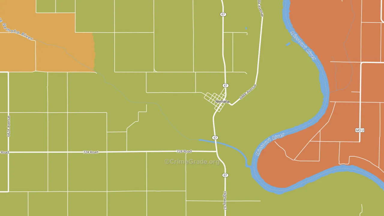 Nemaha, NE Map of Robbery Rates