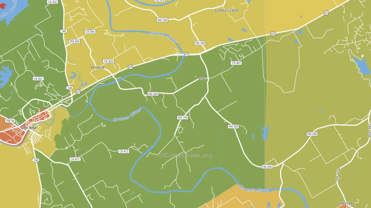 Nemo, TX Map of Robbery Rates