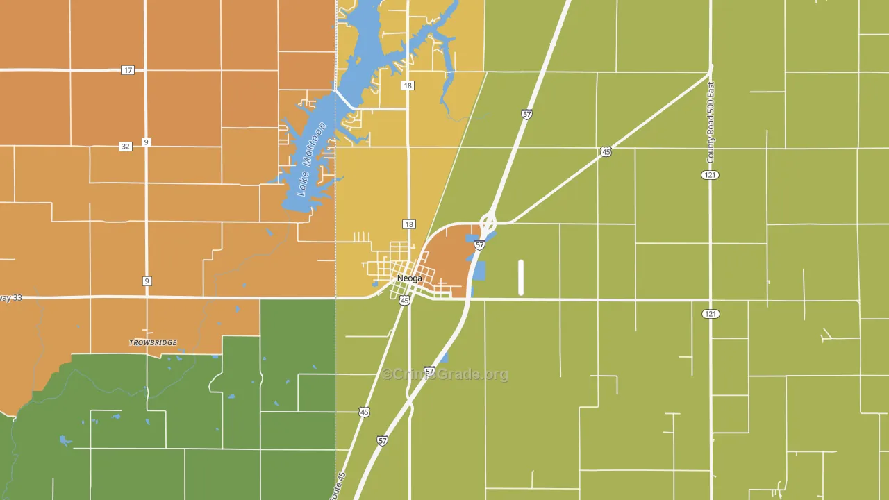 Neoga, IL Map of Robbery Rates