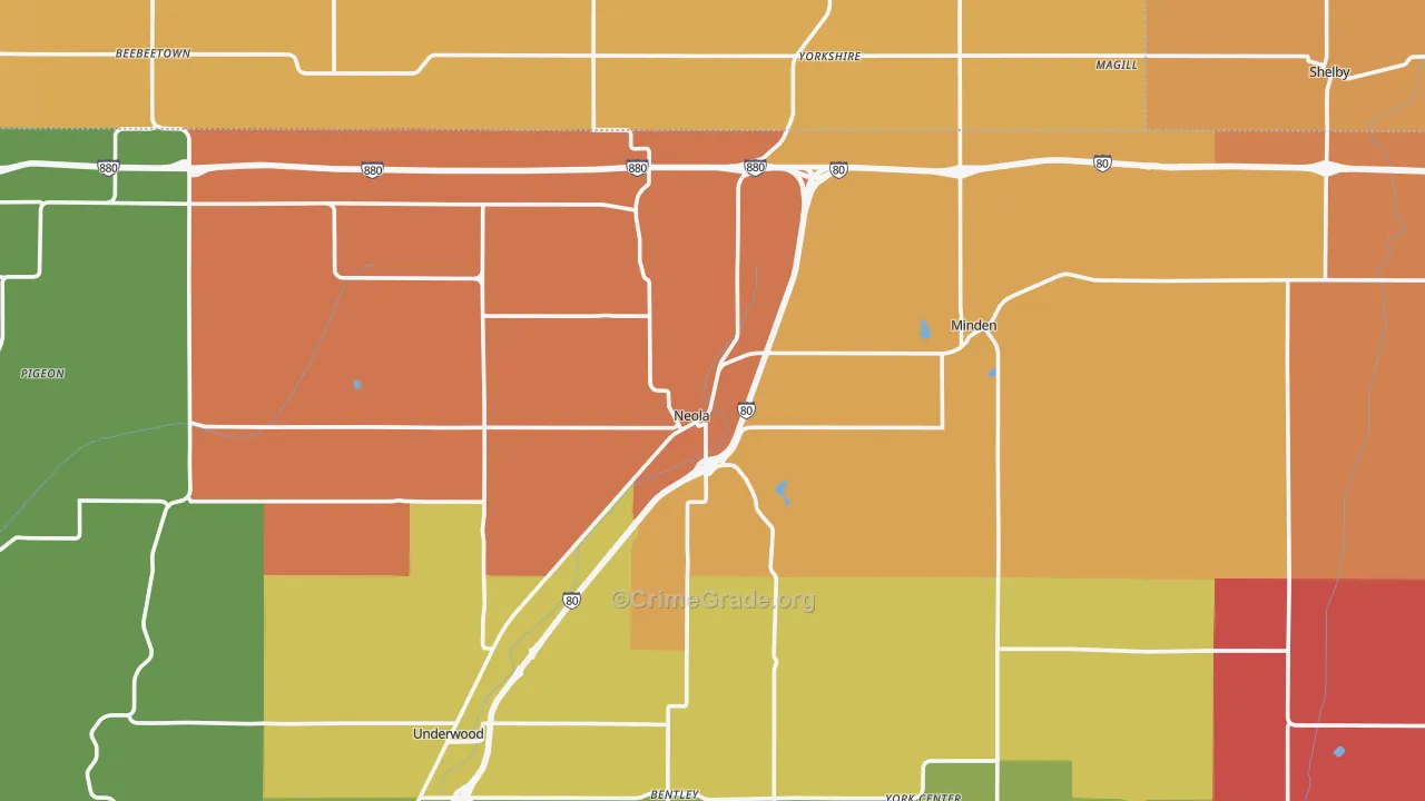 Neola, IA Map of Robbery Rates