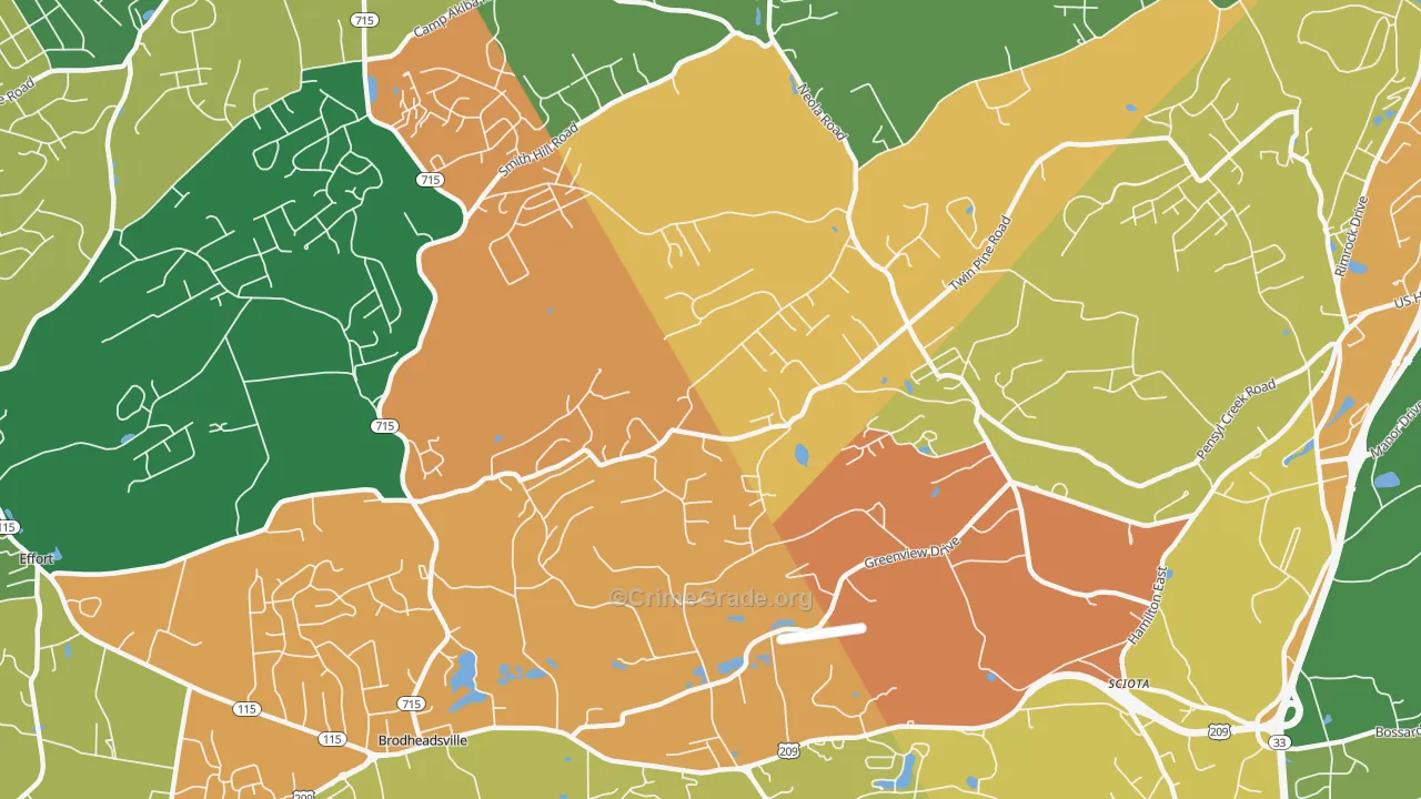 Neola, PA Map of Robbery Rates
