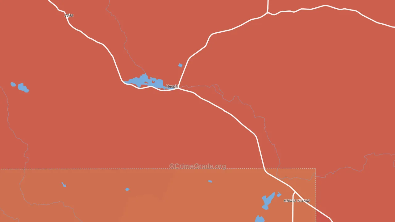 Neopit, WI Map of Robbery Rates