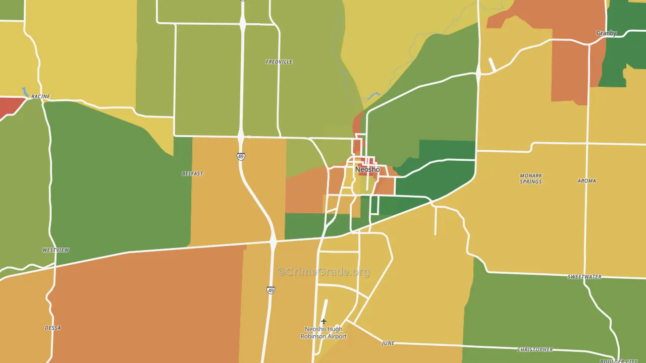 Neosho, MO Map of Robbery Rates