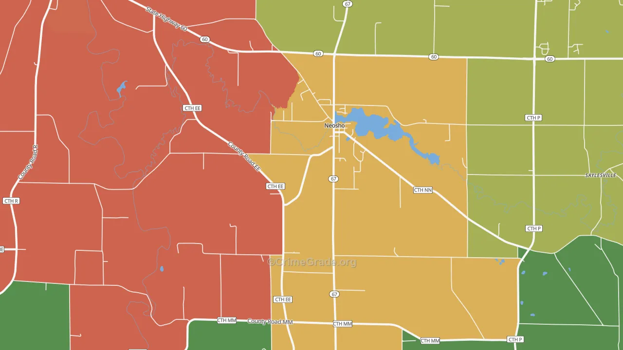 Neosho, WI Map of Robbery Rates