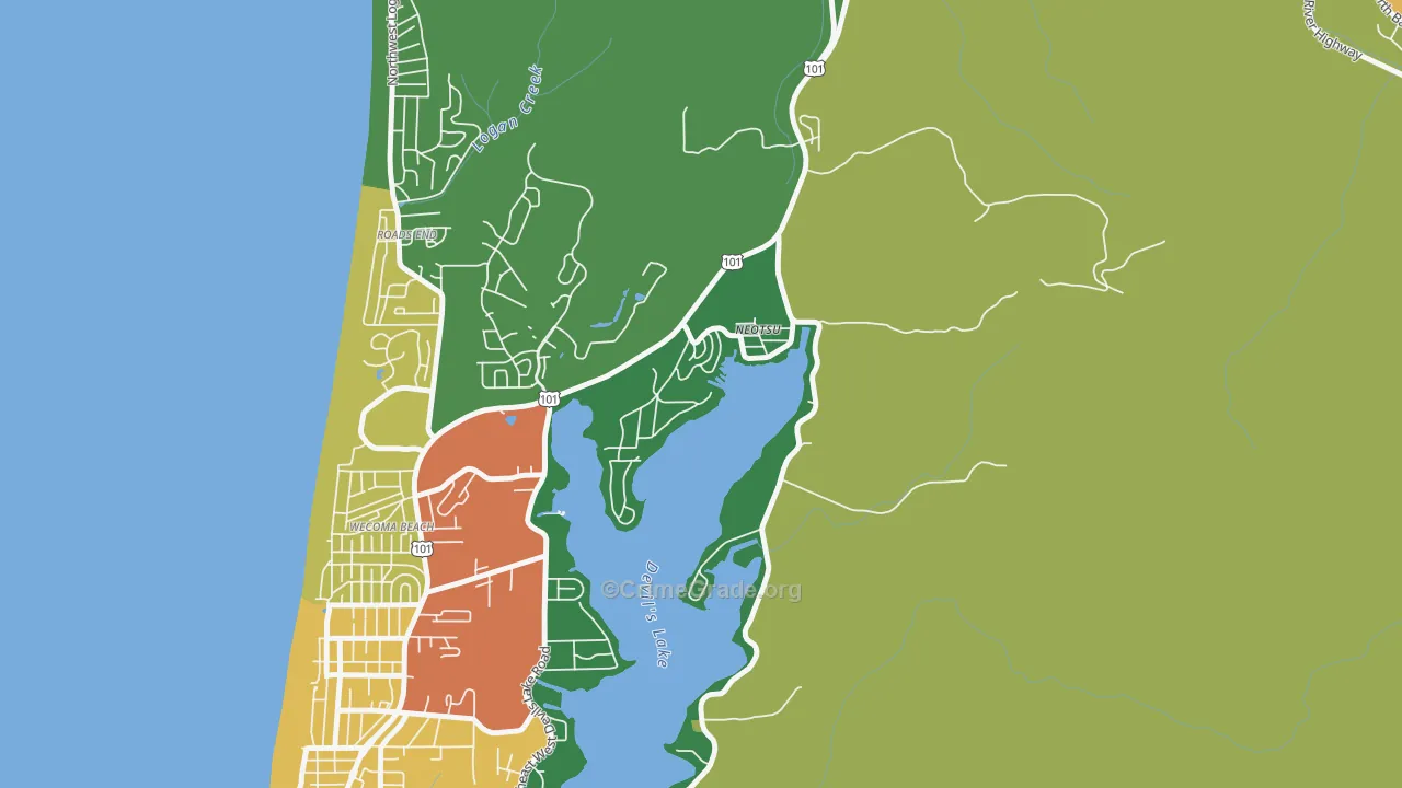 Neotsu, OR Map of Robbery Rates