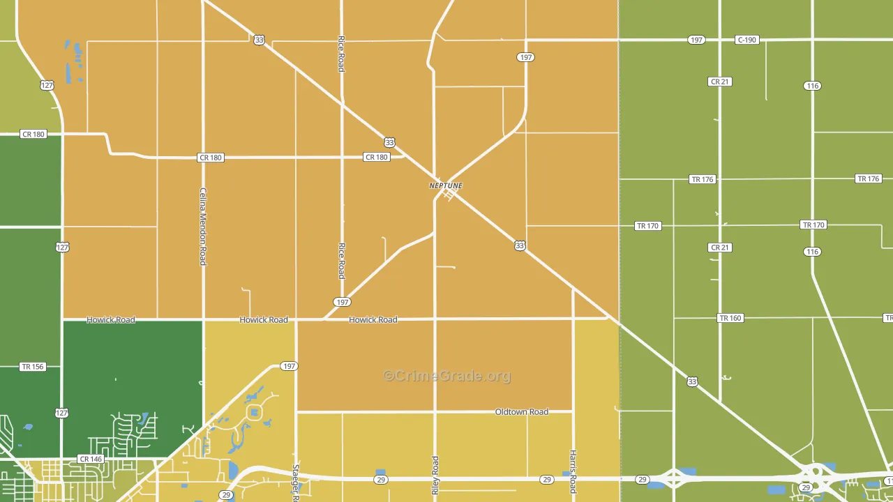Neptune, OH Map of Robbery Rates
