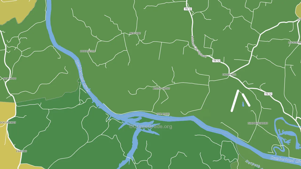 Neptune, TN Map of Robbery Rates
