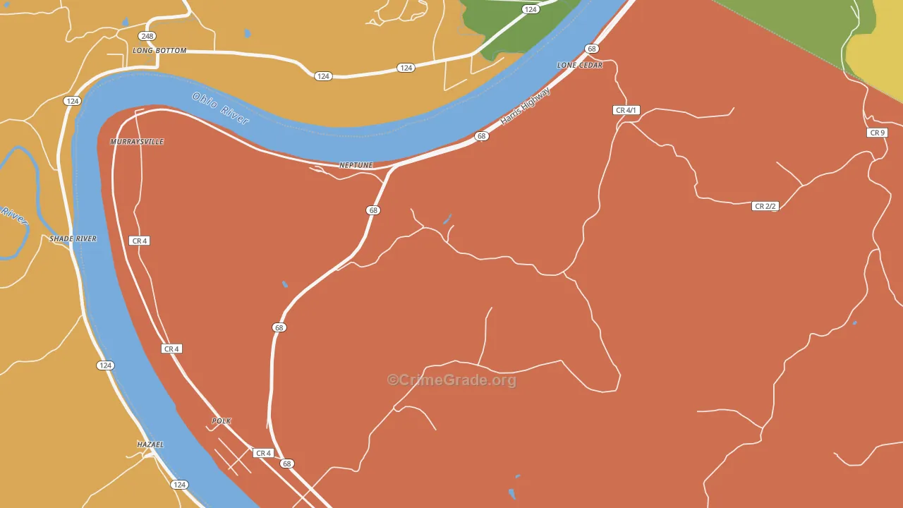 Neptune, WV Map of Robbery Rates