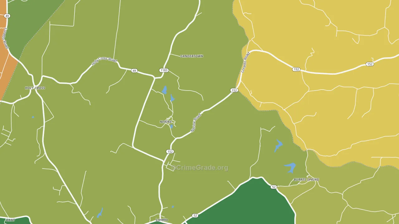Nerinx, KY Map of Robbery Rates