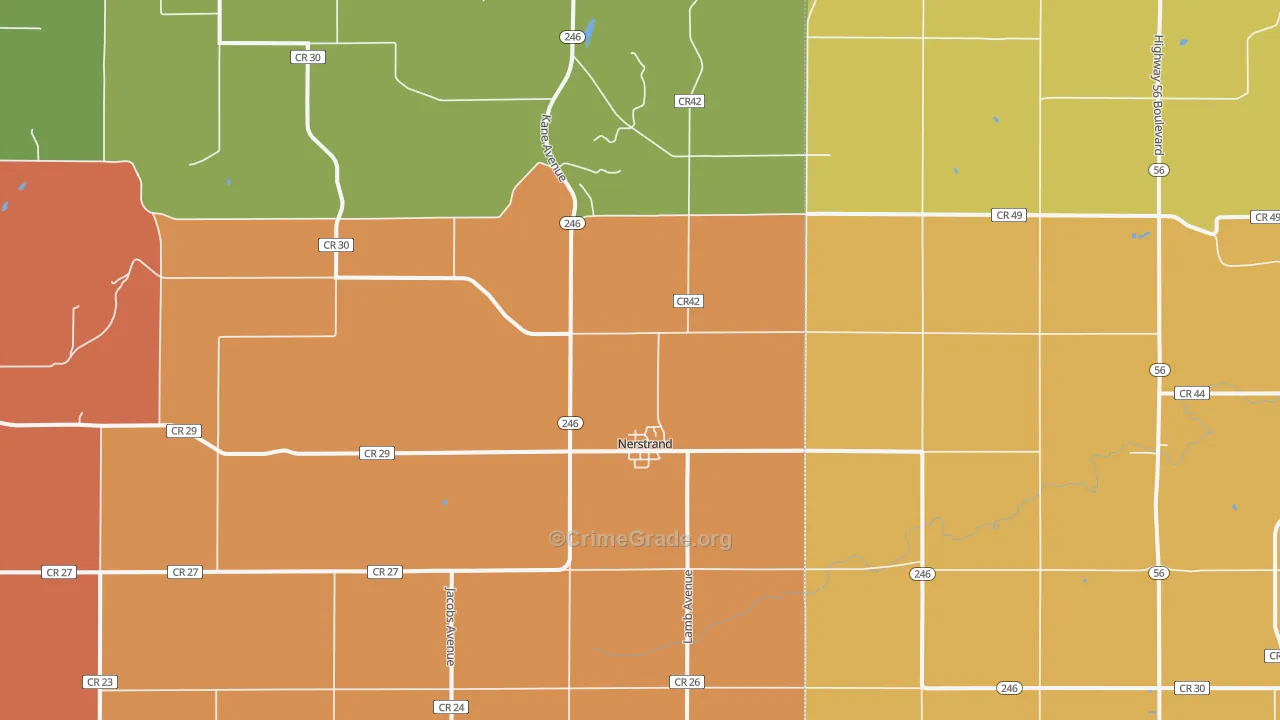 Nerstrand, MN Map of Robbery Rates