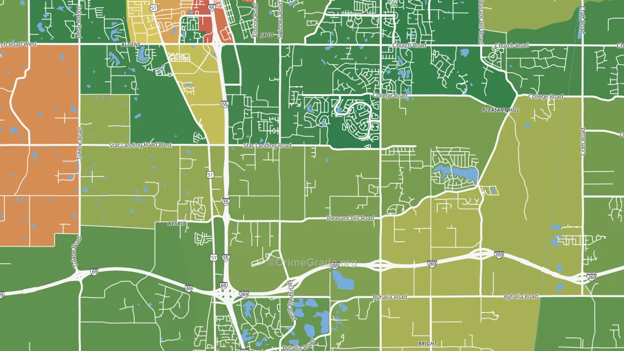 Nesbit, MS Map of Robbery Rates