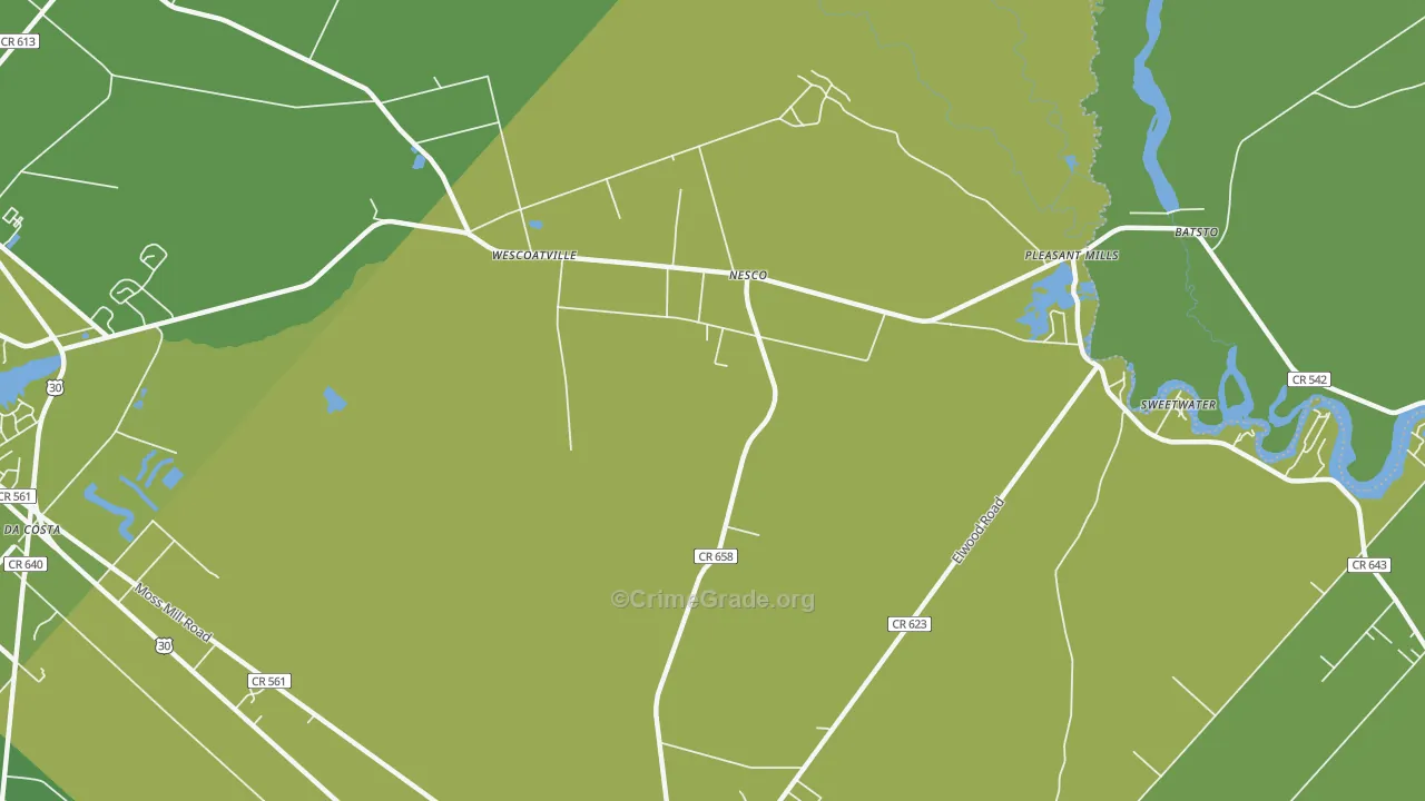 Nesco, NJ Map of Robbery Rates