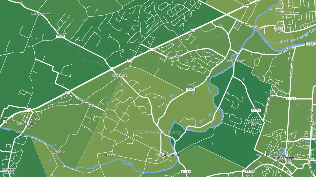 Neshanic Station, NJ Map of Robbery Rates