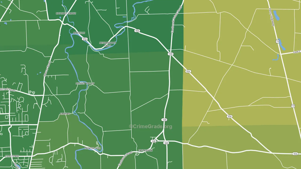Neshannock Falls, PA Map of Robbery Rates