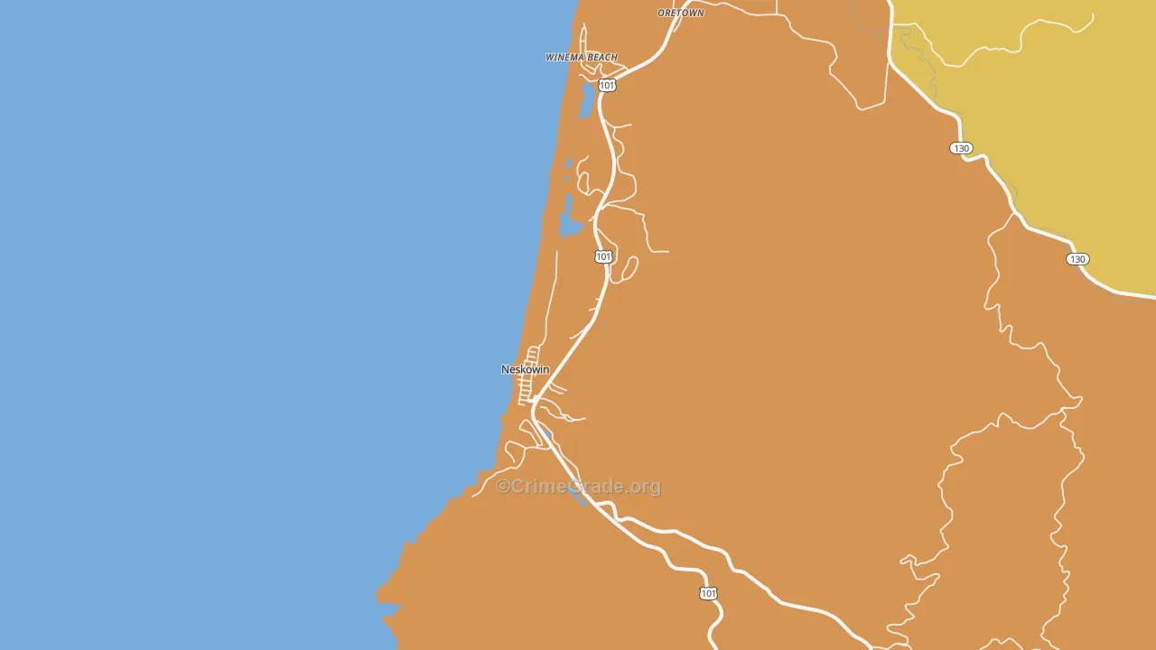 Neskowin, OR Map of Robbery Rates