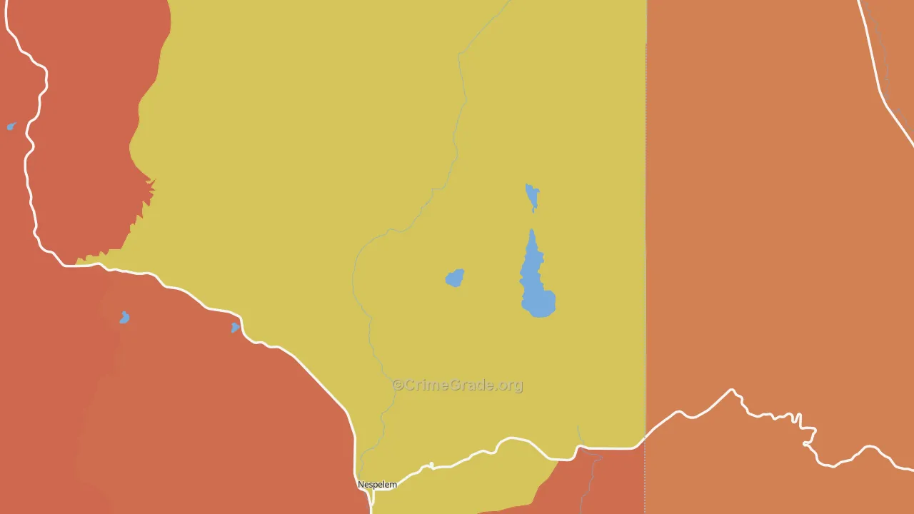Nespelem Community, WA Map of Robbery Rates