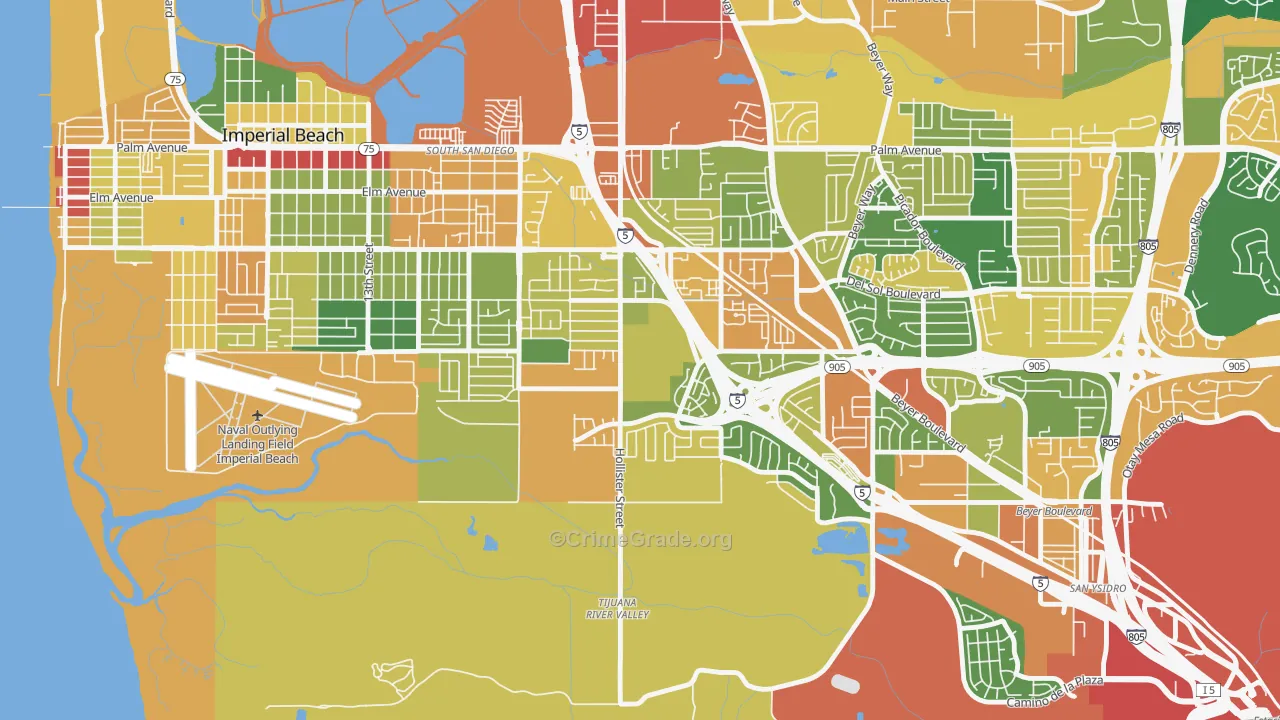Nestor, San Diego, CA Map of Robbery Rates
