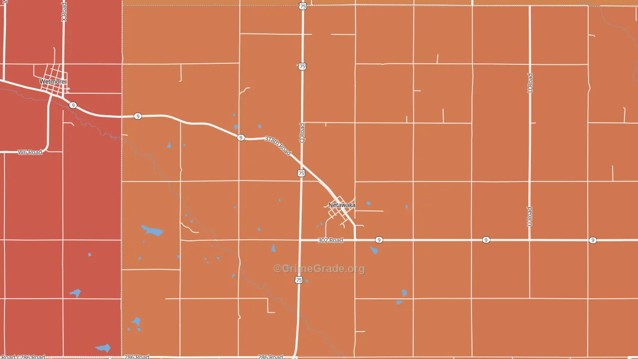 Netawaka, KS Map of Robbery Rates