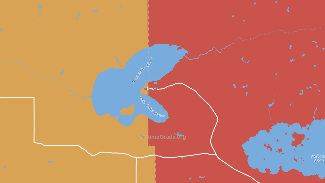 Nett Lake, MN Map of Robbery Rates