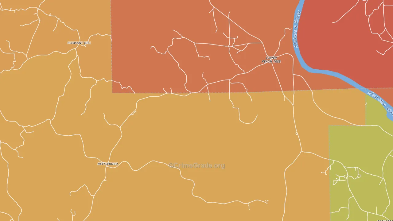 Nettleboro, AL Map of Robbery Rates