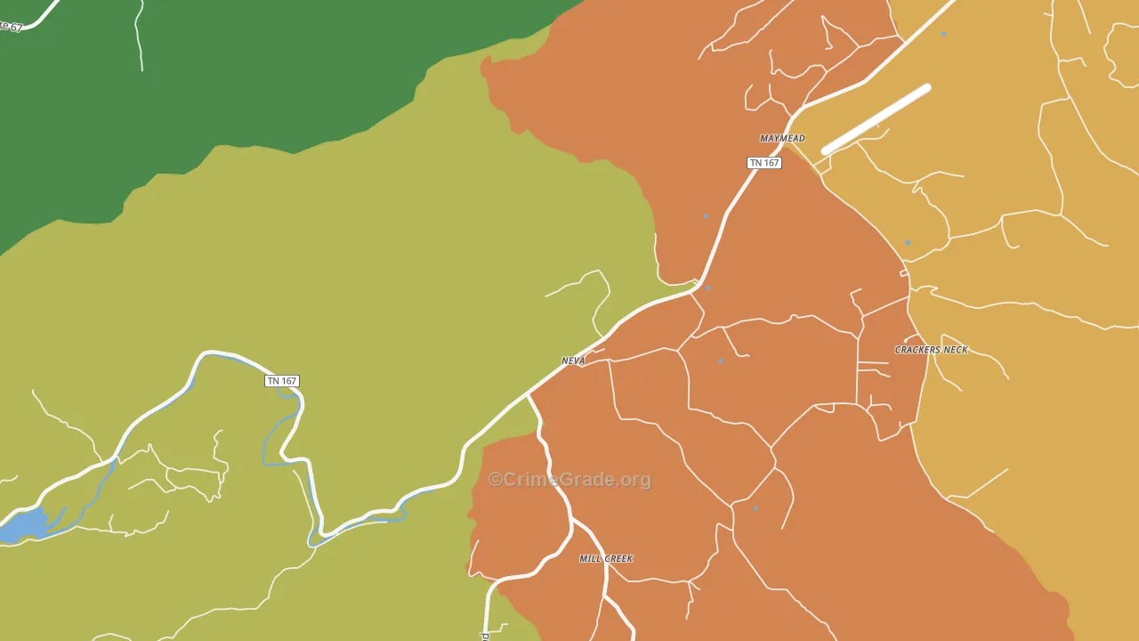 Neva, TN Map of Robbery Rates