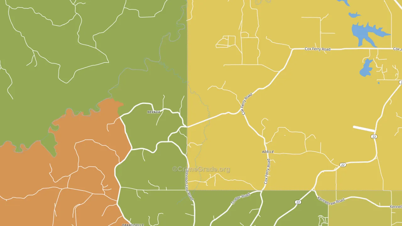 Nevada, MS Map of Robbery Rates