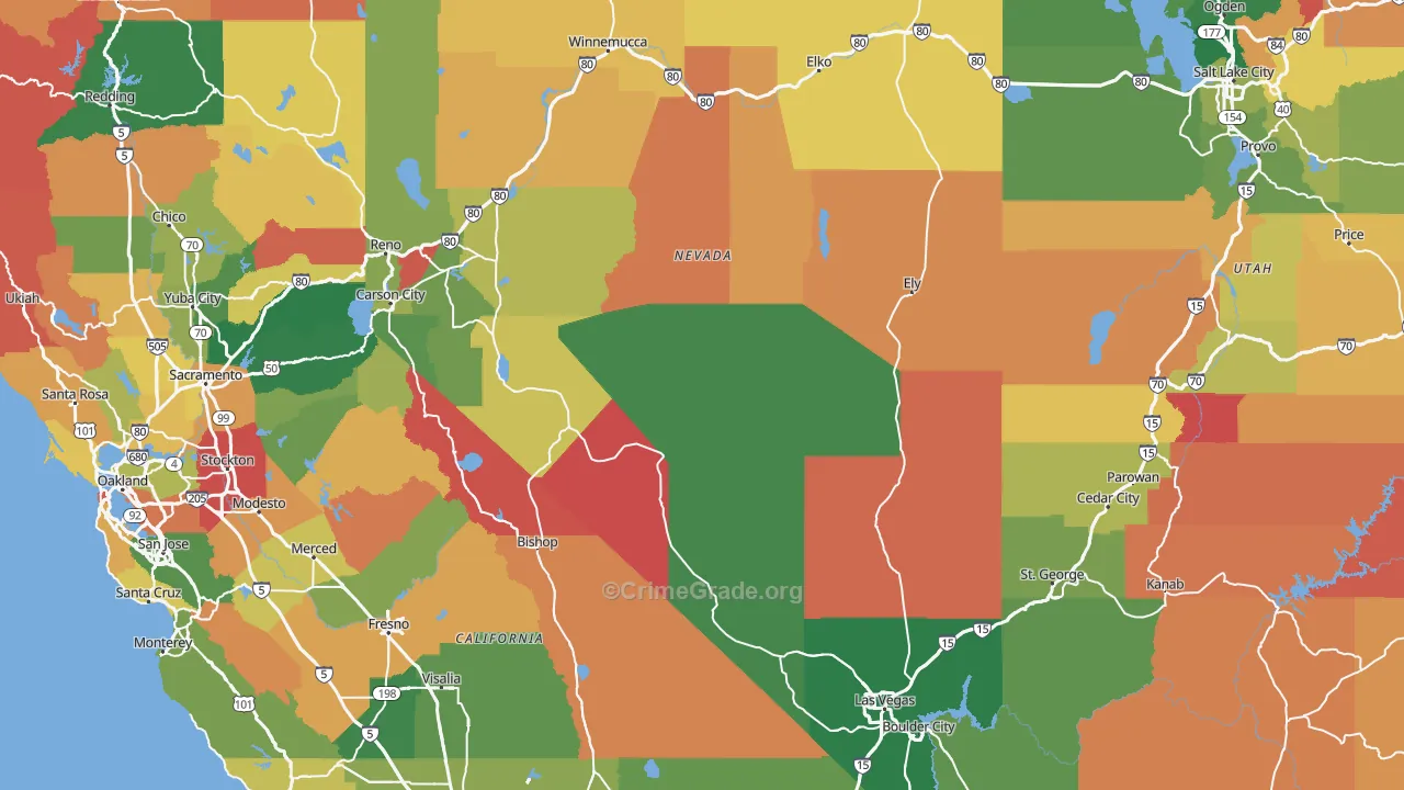 Nevada Map of Robbery Rates