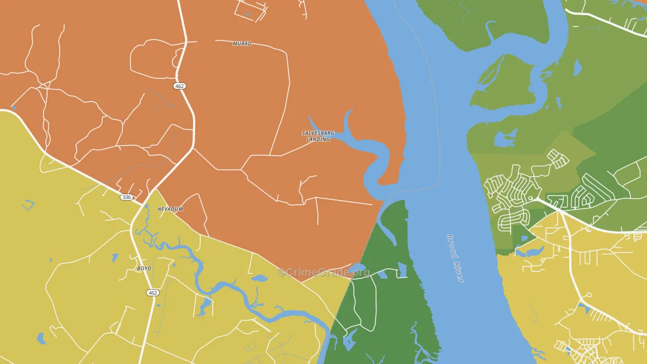 Nevadun, SC Map of Robbery Rates