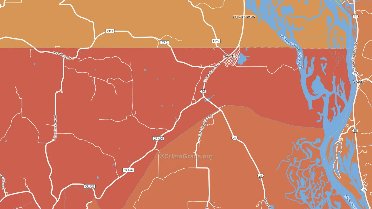 New Albin, IA Map of Robbery Rates