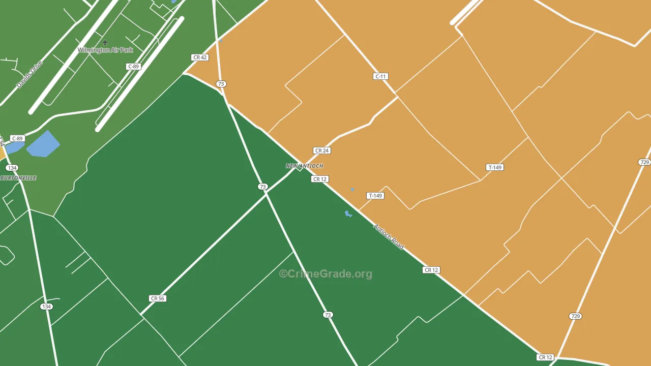 New Antioch, OH Map of Robbery Rates