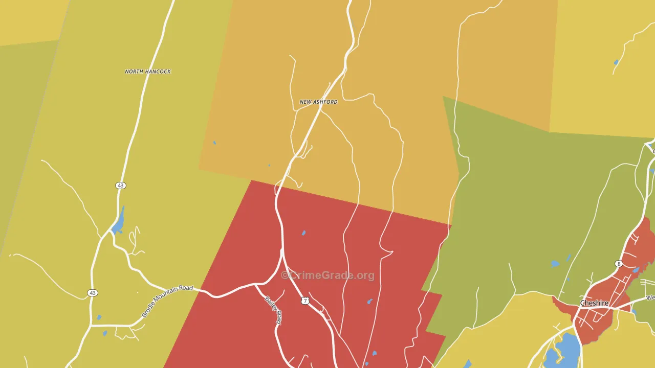 New Ashford, MA Map of Robbery Rates