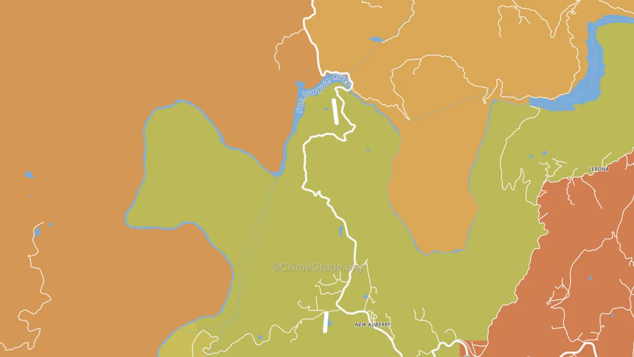 New Auberry, CA Map of Robbery Rates