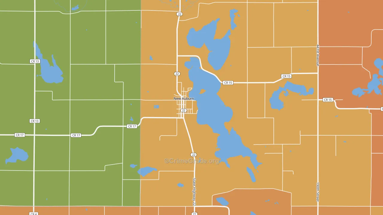 New Auburn, MN Map of Robbery Rates