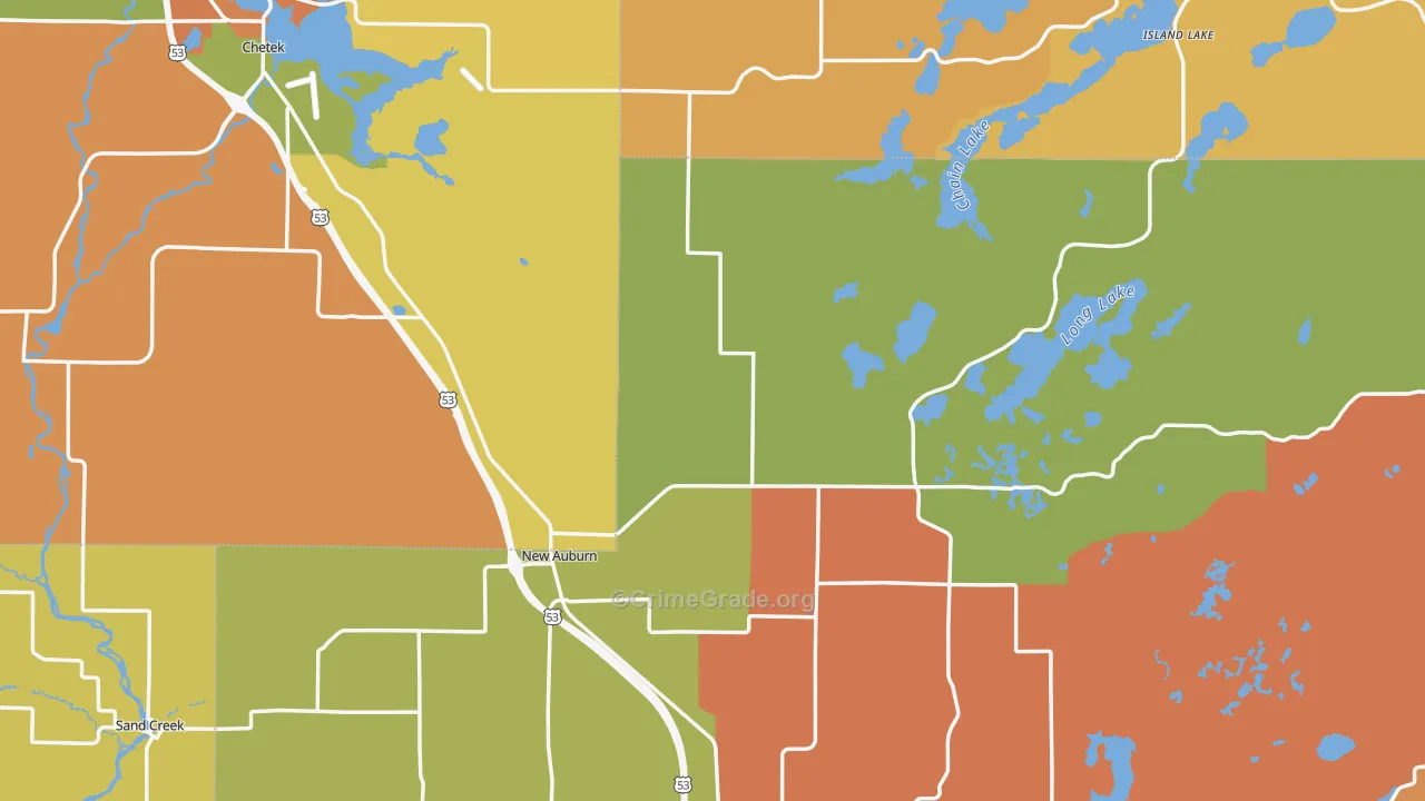 New Auburn, WI Map of Robbery Rates