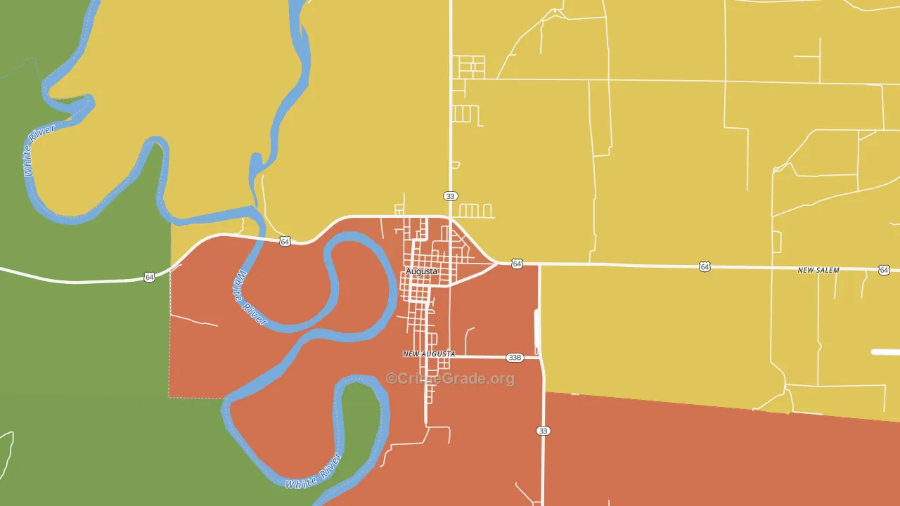 New Augusta, AR Map of Robbery Rates