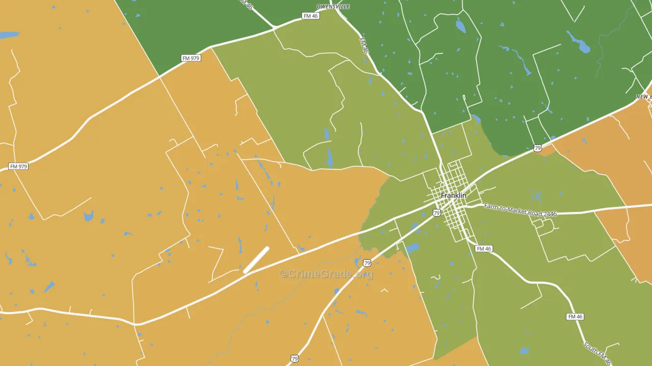 New Baden, TX Map of Robbery Rates