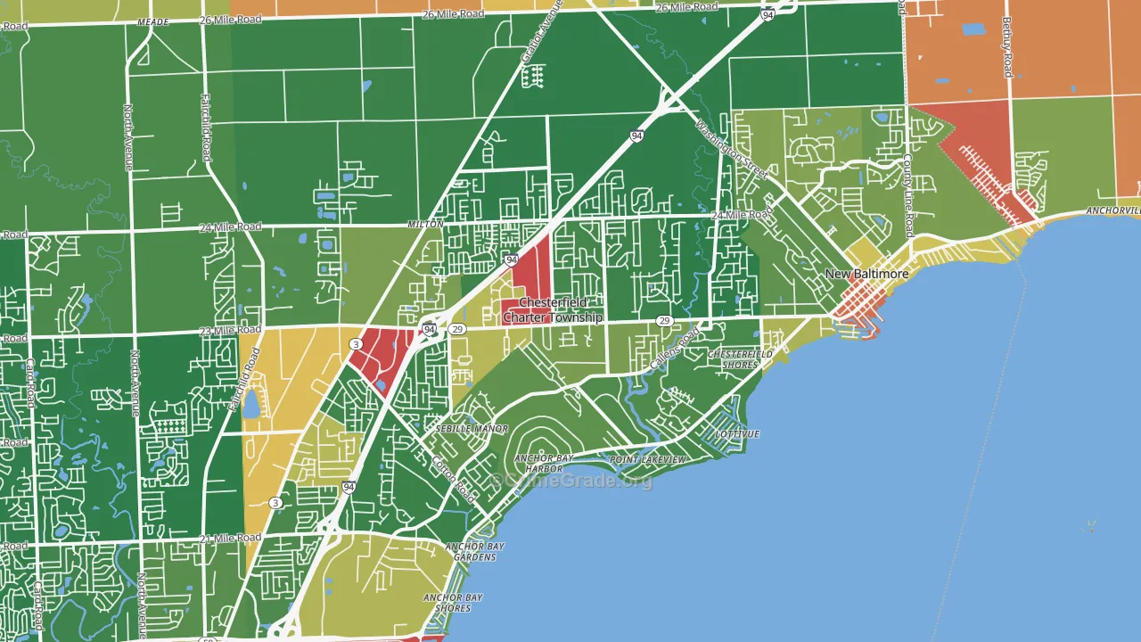 New Baltimore, MI Map of Robbery Rates