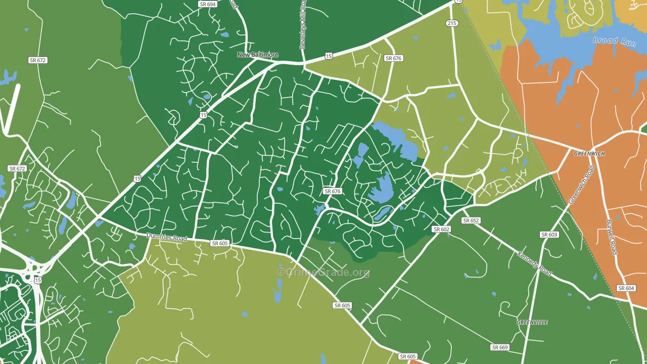 New Baltimore, VA Map of Robbery Rates