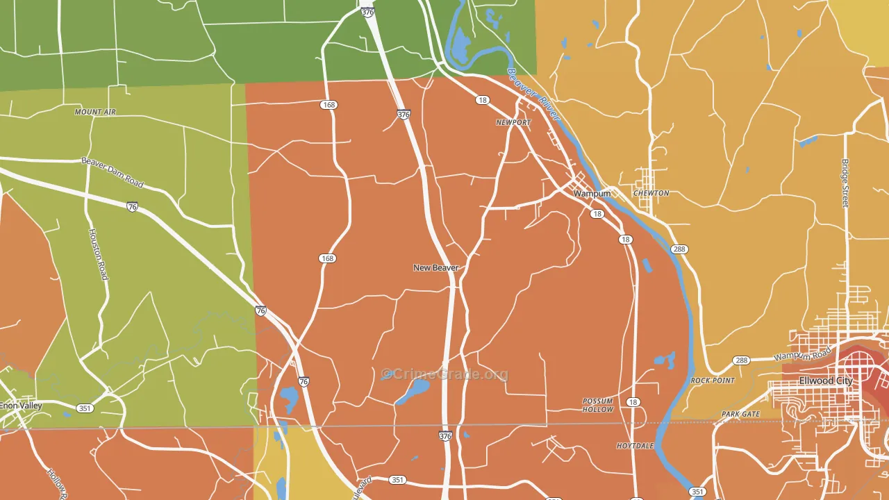 New Beaver, PA Map of Robbery Rates