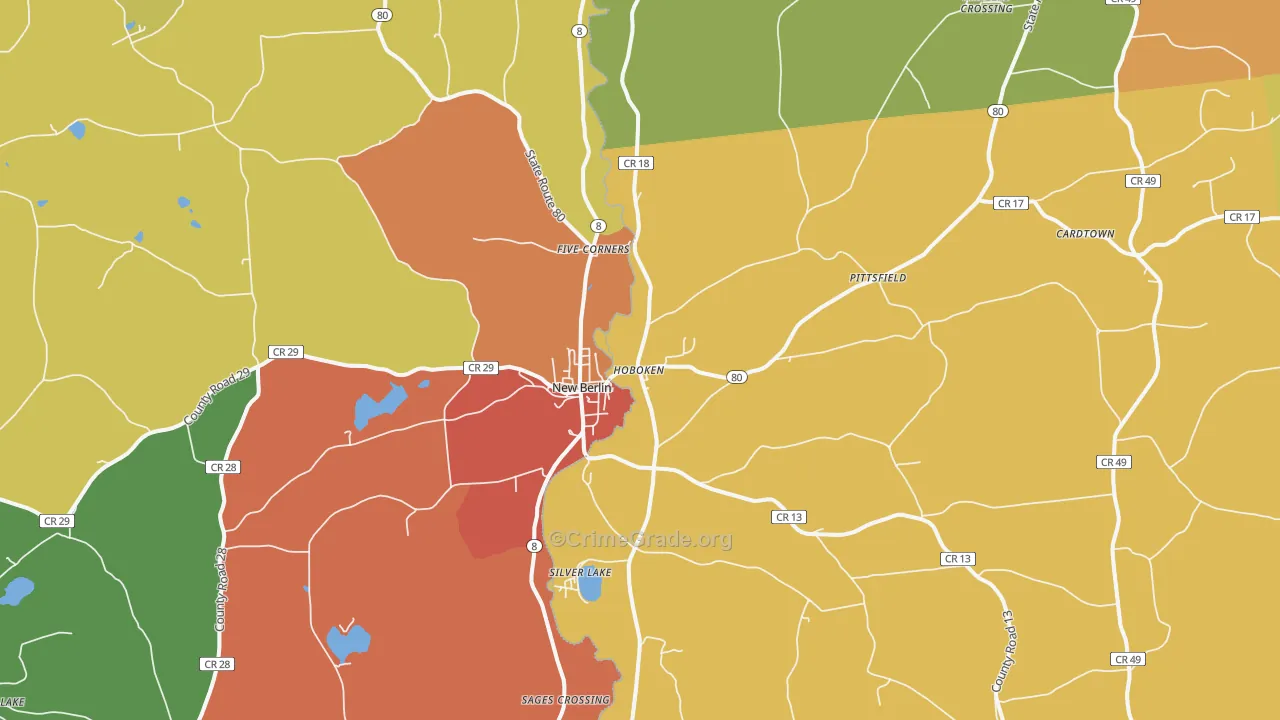New Berlin, NY Map of Robbery Rates