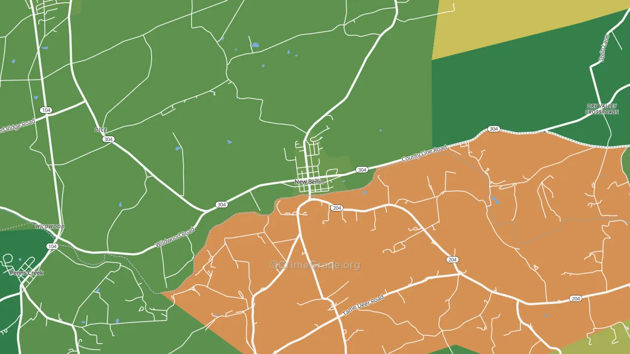 New Berlin, PA Map of Robbery Rates