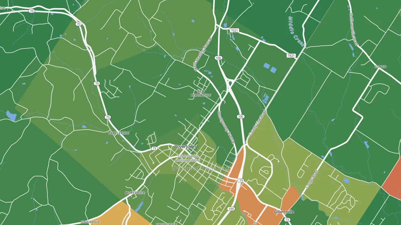 New Berlinville, PA Map of Robbery Rates