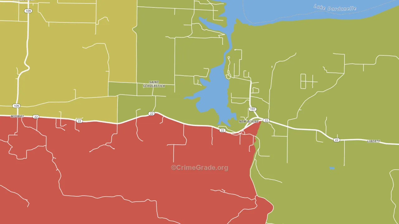 New Blaine, AR Map of Robbery Rates
