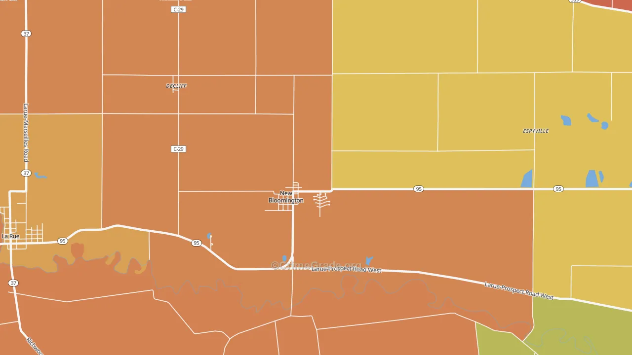 New Bloomington, OH Map of Robbery Rates