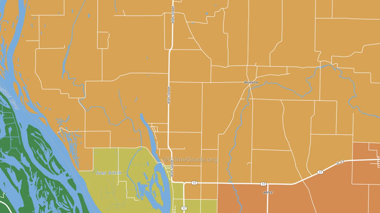 New Boston, IL Map of Robbery Rates