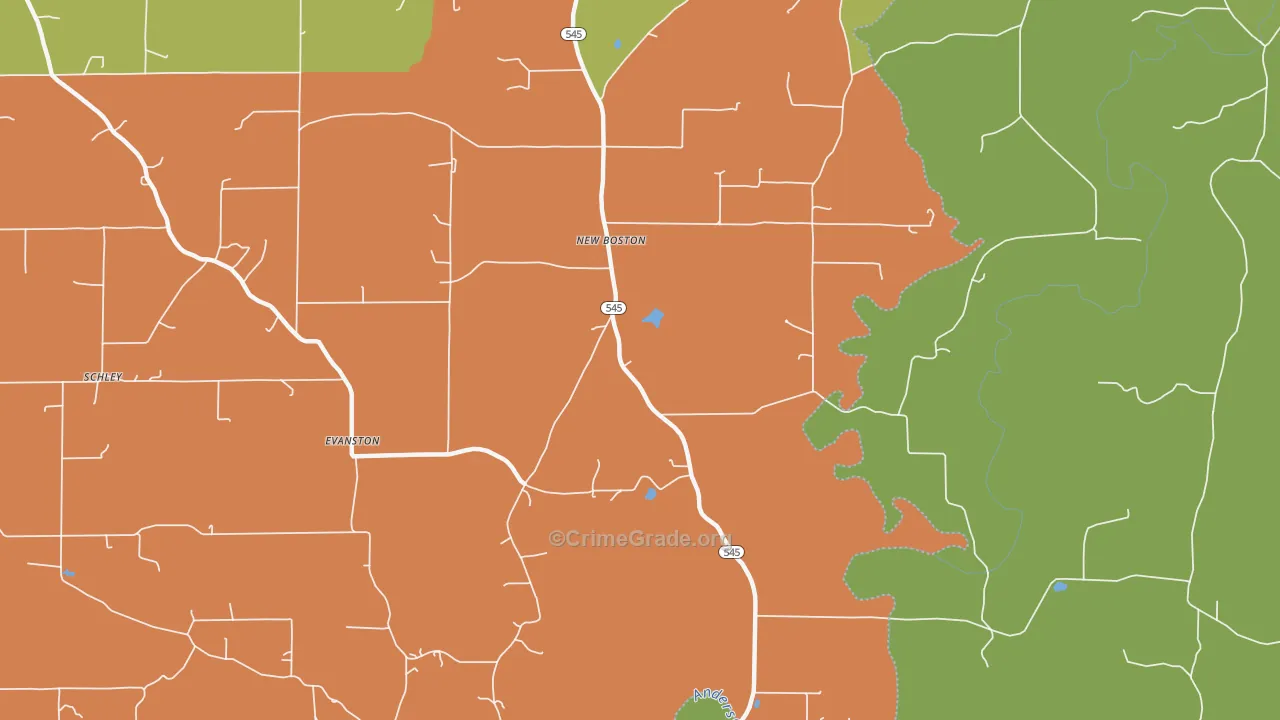 New Boston, IN Map of Robbery Rates