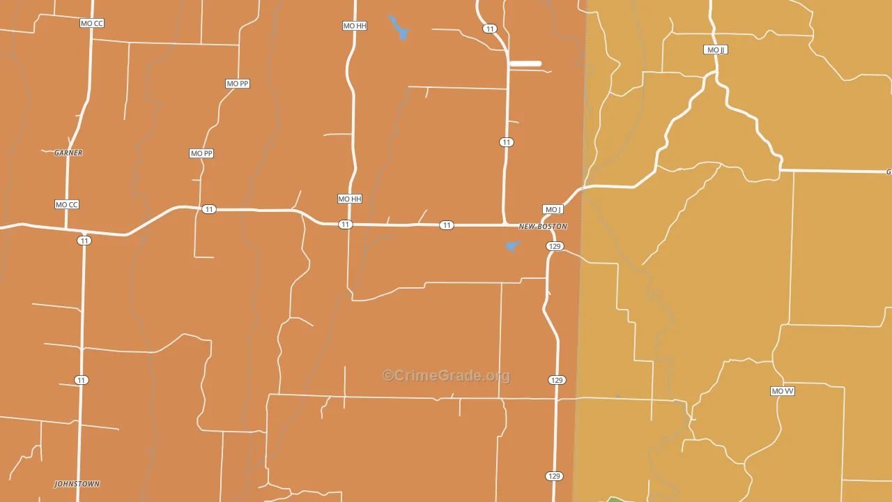 New Boston, MO Map of Robbery Rates