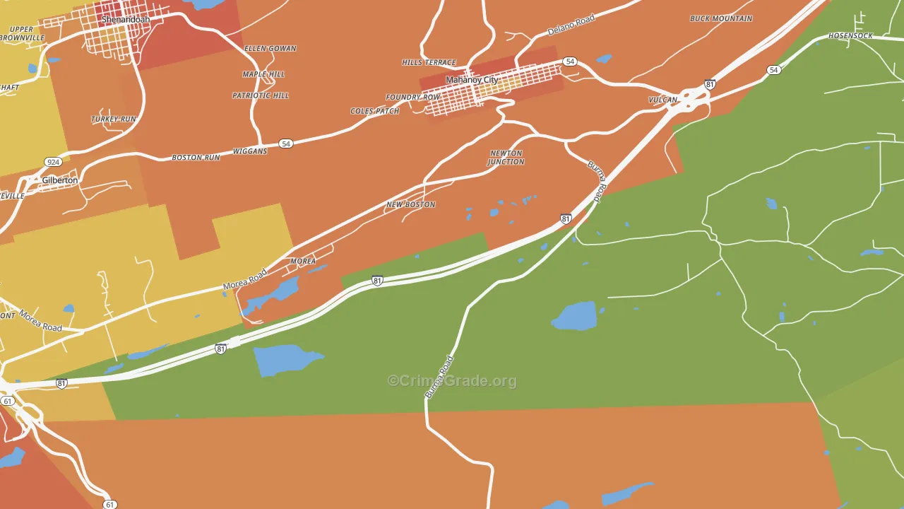 New Boston, PA Map of Robbery Rates