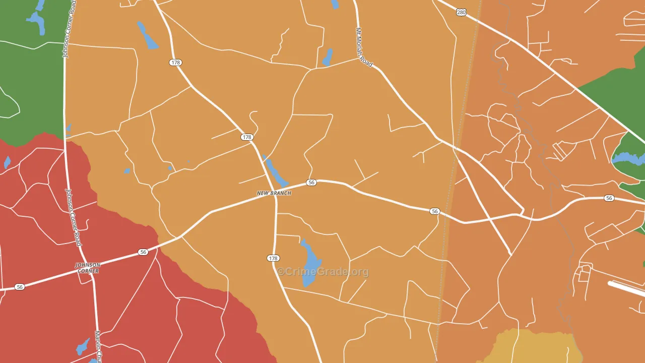 New Branch, GA Map of Robbery Rates